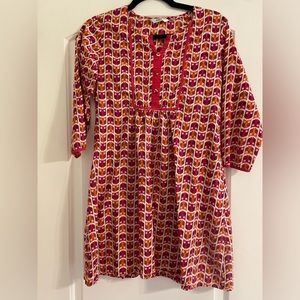 Max artsy owl dress very cool pink and orange owls print faux button